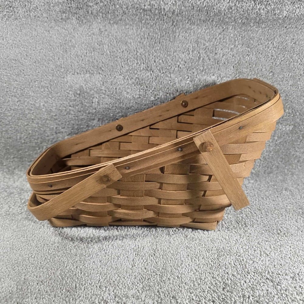 Longaberger Basket Natural Brown Slanted Handwoven Vintage‎ 1988 OS